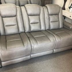 Real Leather Power Reclining Sofa Couch With İnterest Free Payment Options 