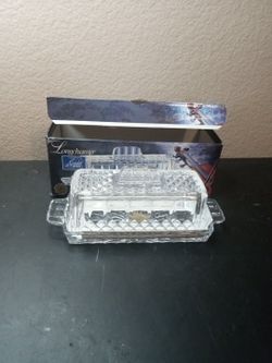 NEW IN BOX Longchamp Cristal D Arques France Crystal Butter Dish
