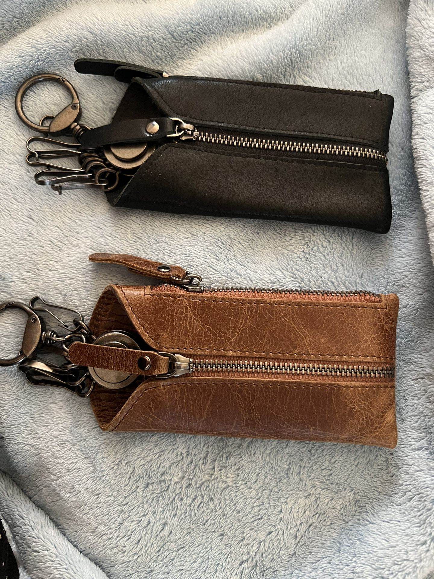 Genuine Leather Key Chain Wallets 2 One Black One Tan New 