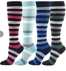 Compression Socks, 4 Pairs for Women & Men, Best for Running, Sport, Nurse, Trave