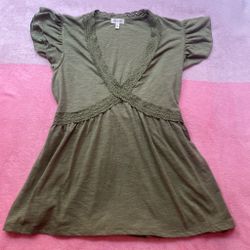 Green Y2K babydoll top