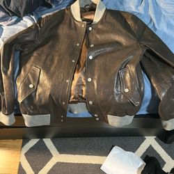 Eleventy Leather Bombers Jacket