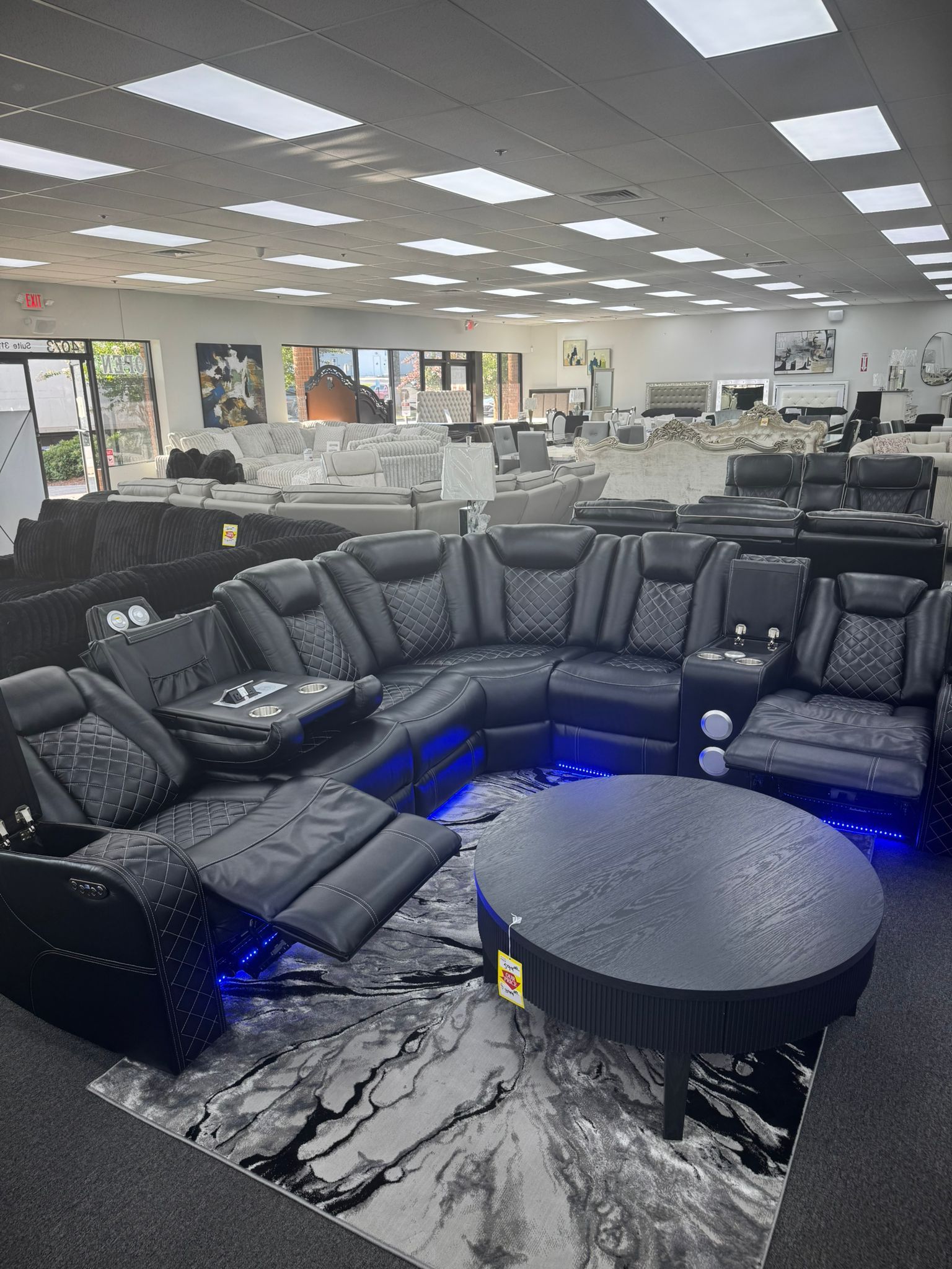 Power Reclining Sectional w/Adjustable Headrest & Wireless Speakers