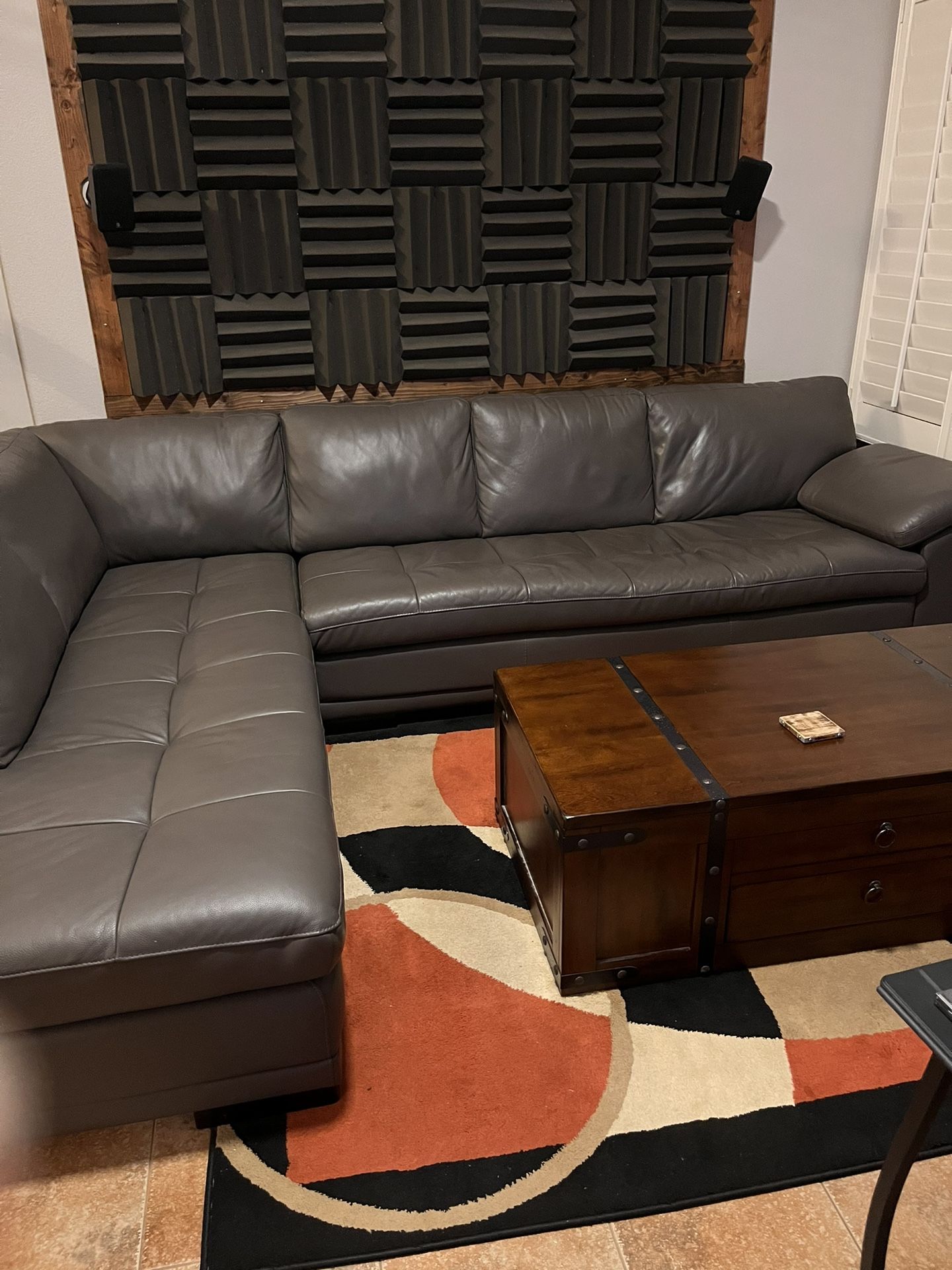 Leather Sectional Couch (grey)