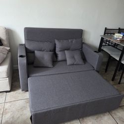 3in 1Sofa Bed, 56Inch Convertible Pull Out Couch, Loveseat Sleeper Sofa with Cup Holders, USB, Sofa Couches forLiving Room, Bedroom, Apartment, Dark G