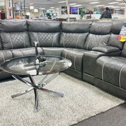 Beautiful Grey Power Reclining Sofa Furniture Sectional On Sale Now $1599😱