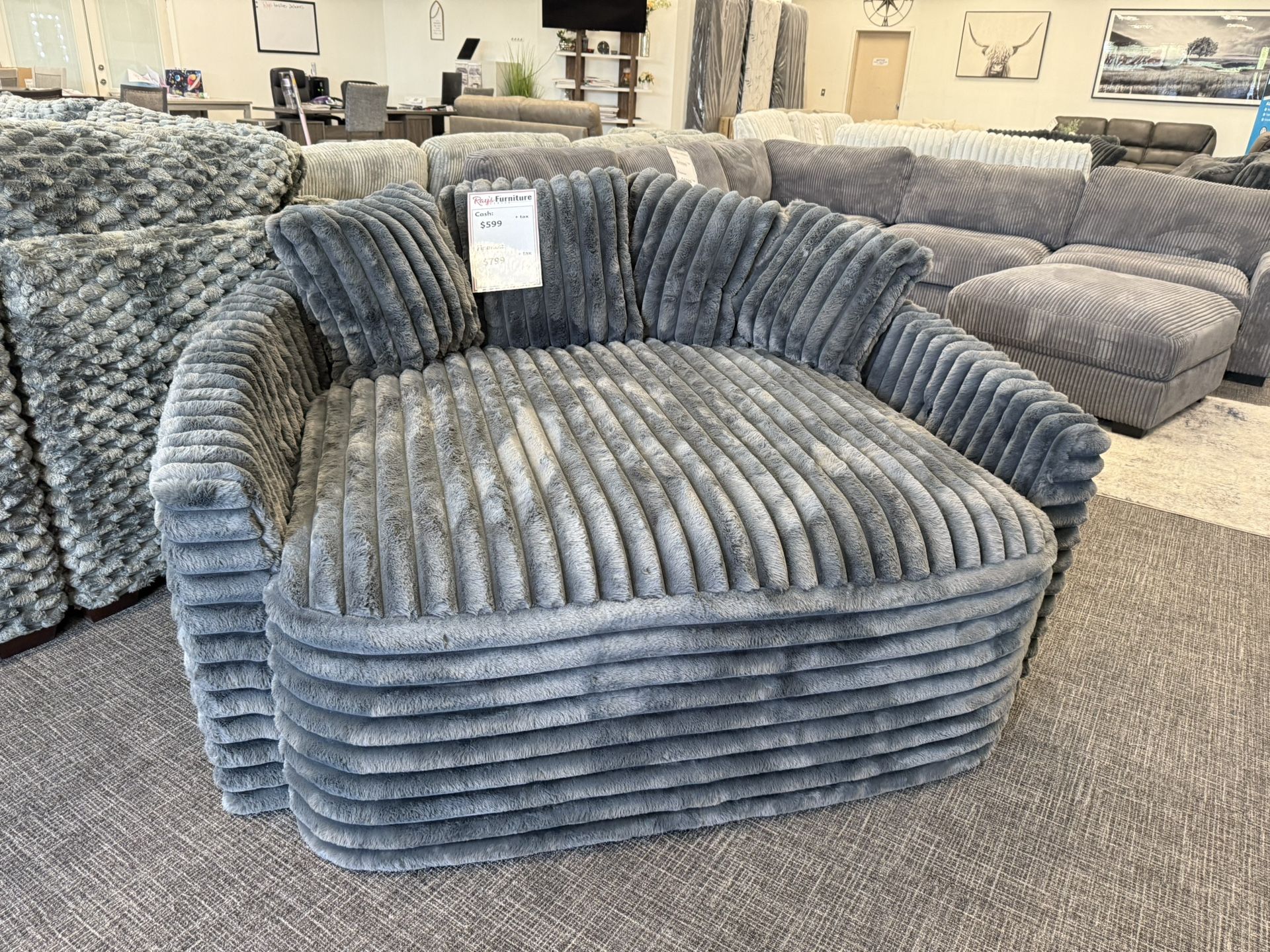 Dark Gray XL Corduroy Lounge Chair - Free Delivery Promo 