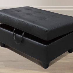Faux Leather Storage Ottoman