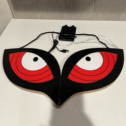 Wooden Hanging Plate – Owl Red Eyes | Wall Decor Sign