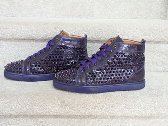 Purple Leather Mid Top Spike Sneakers Shoes Sz EU 44