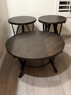 3-Piece Round Coffee and End Table Set