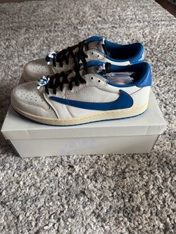 Fragment x Travis Scott Sail Military Blue Jordan 1 Retro Low Size Men’s 11