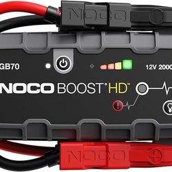 NOCO Boost GB70: 2000A UltraSafe Jump Starter – 12V Lithium Battery Booster Pack, Portable Jump Box, Power Bank & Jumper Cables - for 8.0L Gas and 6.0