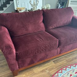 Red corduroy couch