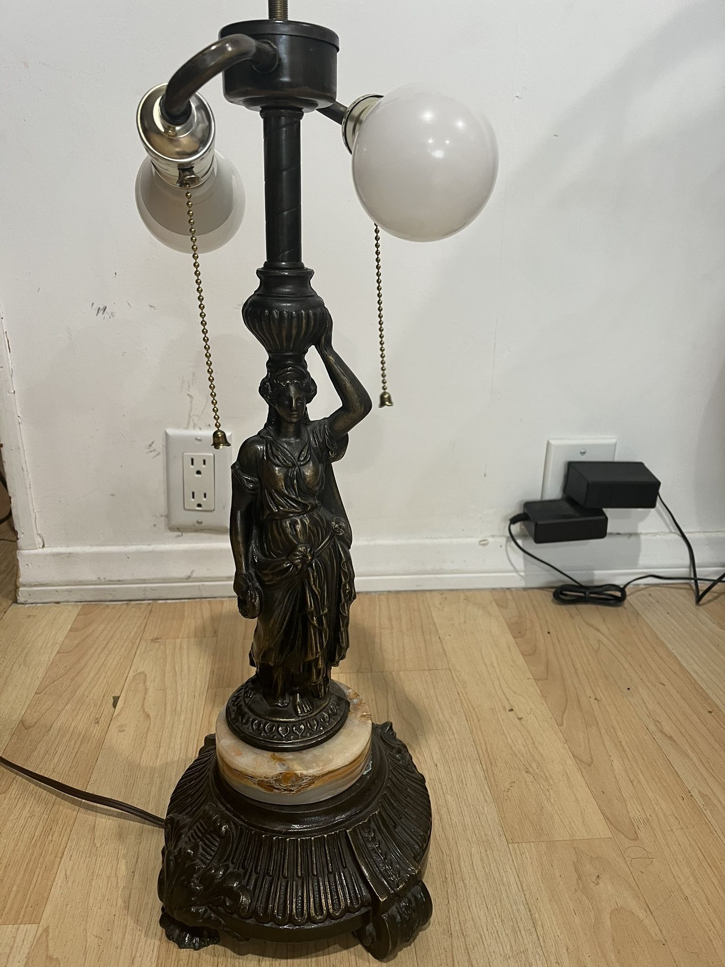 Tiffany Dragonfly Shade With Beautiful Women Marble And Bronze Base