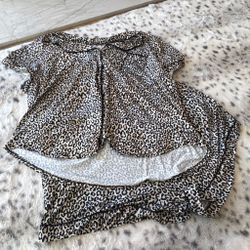 Leopard Print Pajama Set Short Sleeve