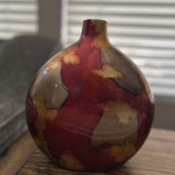 Mosaic Red Lava Decorative Flower Tabletop Vase Home Shelf Decor