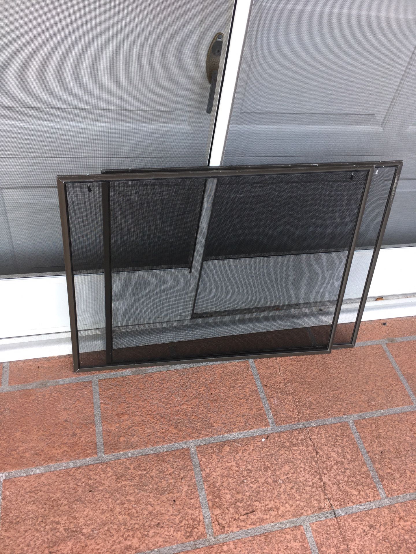 Seven Bronze/Brown Framed Window Screens