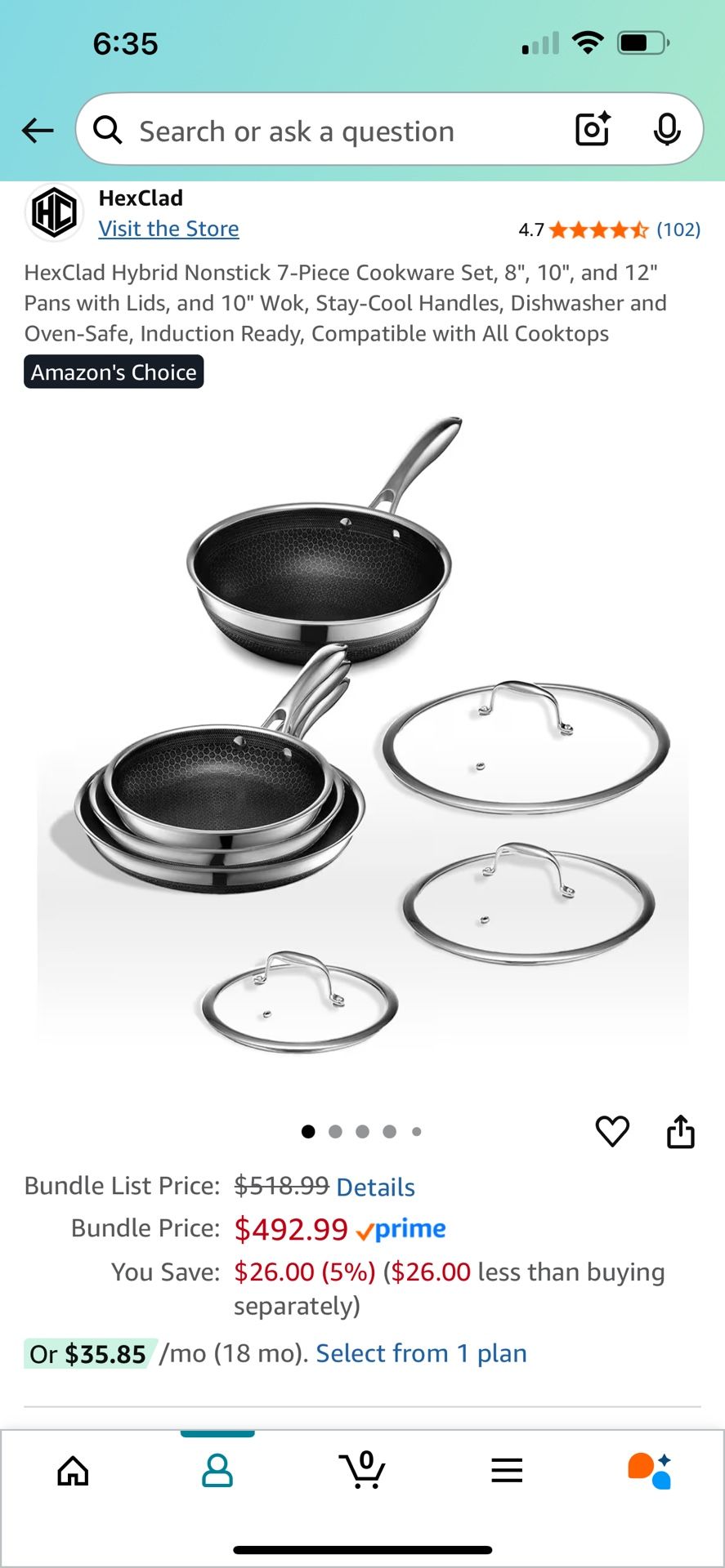 Hexclad 7 Piece Set (comes With The Bigger 12 Inch Wok)