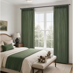 NEW - 40” x 96” Loden Green Pinch-Pleat Blackout Curtains – 2 Panels