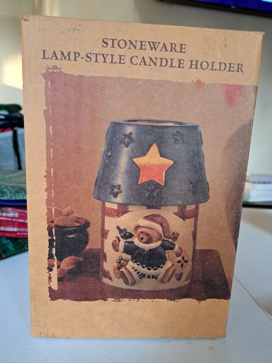 Stoneware Holiday Lamp Style Candle Holder