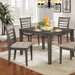 Weathered Gray Finish 5-piece Dining Table Set