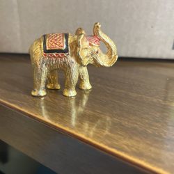 Vintage  Mini 2” Gold Rhinestone Elephant  Paperweight 