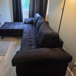 L-shape  black sofa
