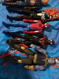 Marvel & DC Titan Hero Series Action Figure Lot - Hulk, Thanos, Batman, Spider-Man