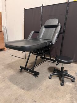 New 2 Pcs Massage Esthetician Facial Tattoo Chair and Stool