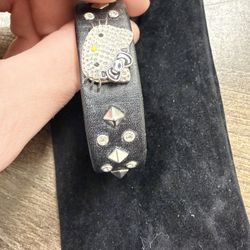 Swarovski Hello Kitty Rock Bracelet Black Leather Crystal Studded Mint Condition