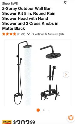 BWE 2-Spray Outdoor Wall Bar Shower System