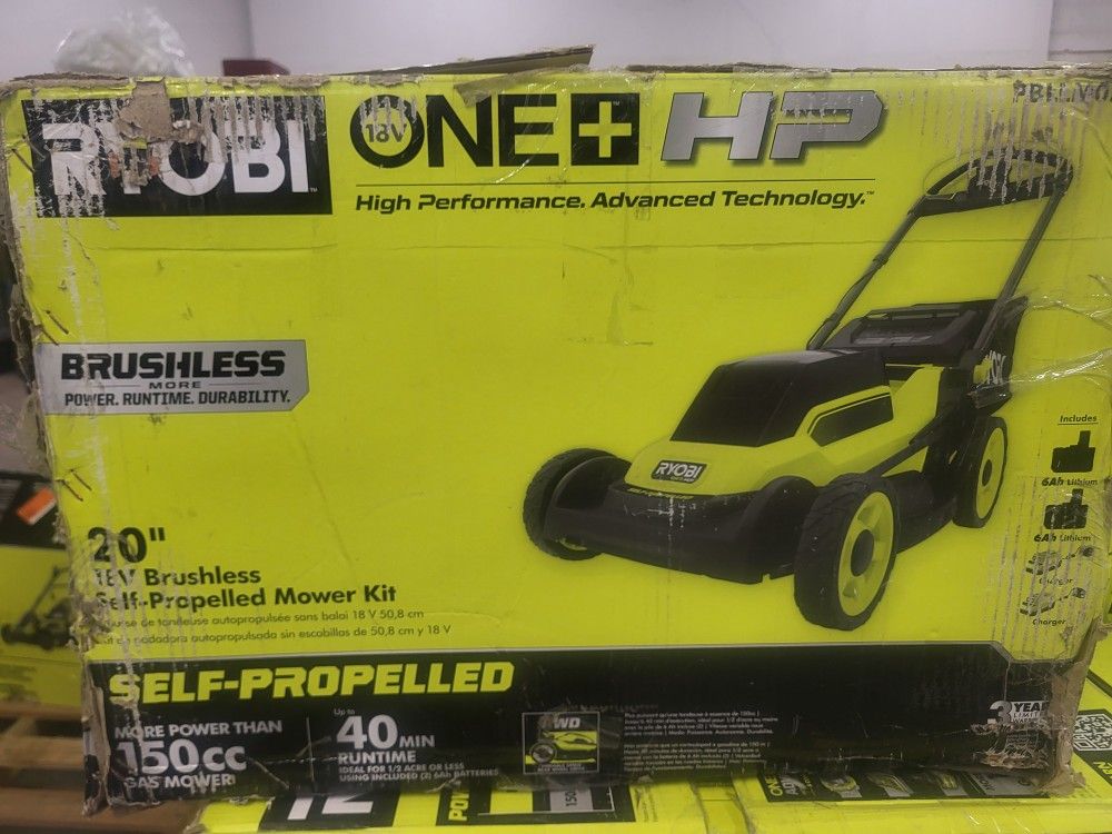 Lawn Mower
Ryobi 20in. 18v Brushless Self-Propelled Mower Kit