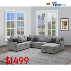 New U Shaped Sectional Sofa W/Chaise & Pillows