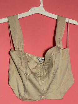 strap button up fashion, nova, beige top