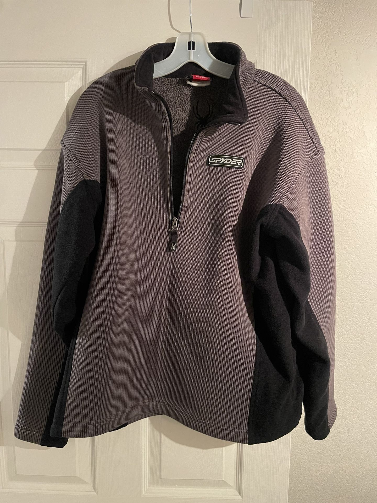 Like New Spider, Gray, Quarter Zip Pullover Fleece Jacket