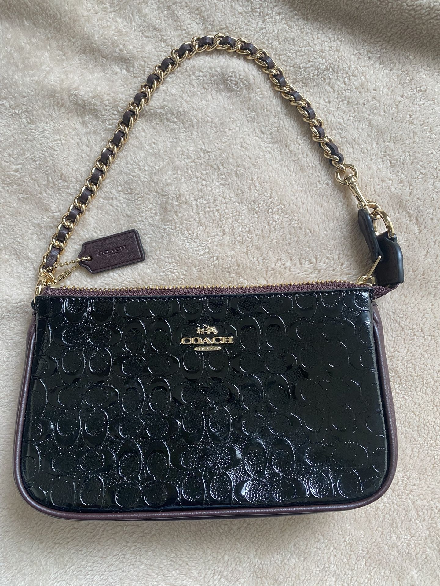 COACH Black Patent And Oxblood Purse