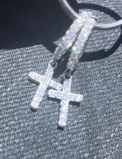 Moissanite Hoop Earrings Sterling Silver