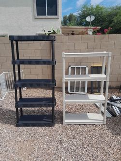 4 or 5 Tier Plastic Utility Shelving Units $20 each See All Photos Read Description