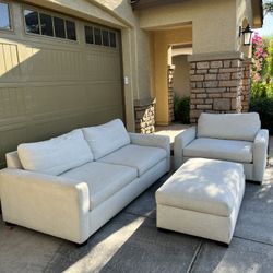 Living room sofa, set with couch chair and ottoman