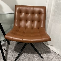 Art Leon mid-century faux leather swivel accent chair