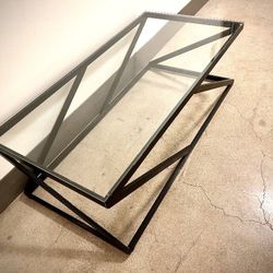 Rectangular Black Metal Glass Coffee Table