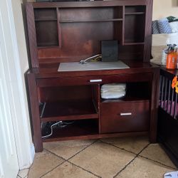 Brown wooden Office Desk hutch