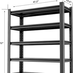 Metal Garage Storage Shelving Unit, 5-Tier Heavy Duty Adjustable Utility Shelves, Industrial Steel Shelving for Garage, Warehouse, and Storage Solutio