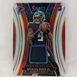 Michael Penix Jr 2024 Select Football White Draft Selections Patch Rookie 06/75