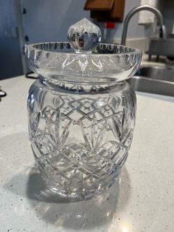 Vintage Cut Crystal Lidded Biscuit Barrel / Candy Jar