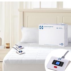 Queen Size, 10 Heating Settings Heated Mattress Pad, Bed Warmer with Dual Controller & Auto Off 1-12 Hours, Fit Up to 17 Inch, Machine Washable, 60"x8