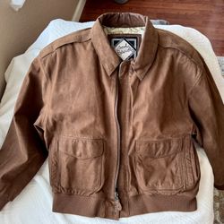 Body Exteriors Women's Large Suede Leather Bomber Jacket with Map Lining