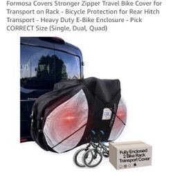 Formosa Covers Stronger Zipper Travel Bike Cover for Transport on Rack - Bicycle Protection for Rear Hitch Transport - Heavy Duty E-Bike Enclosure - D