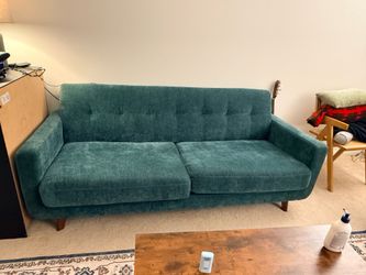 Allie Midnight Jade Green Velvet Fabric 80" Sofa | Track Arms | Tufted